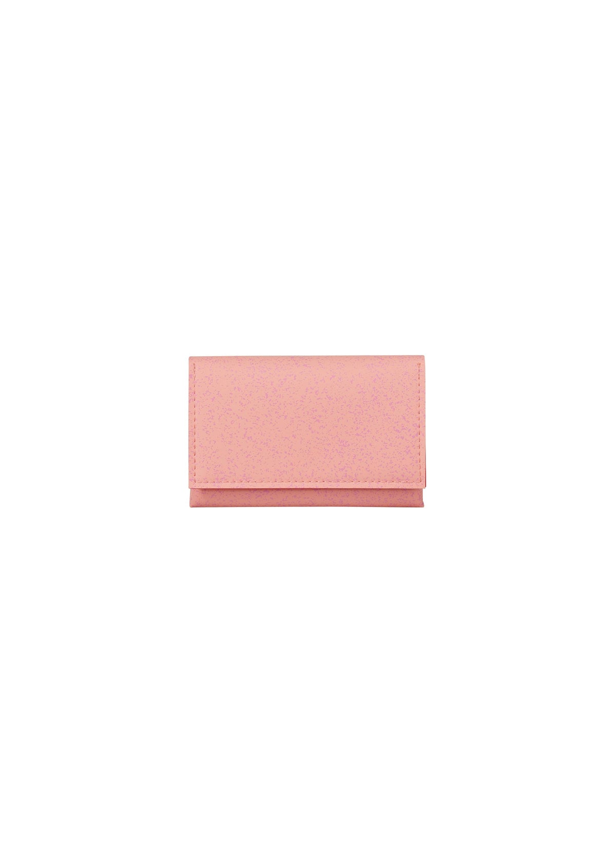 A small, rectangular, pink bifold PACKAGE card case by GOOD GOODS ISSEY MIYAKE sits centered on a plain white background. The minimalist wallet is closed, with no visible logos or embellishments—an ideal gift. view 6 of 9