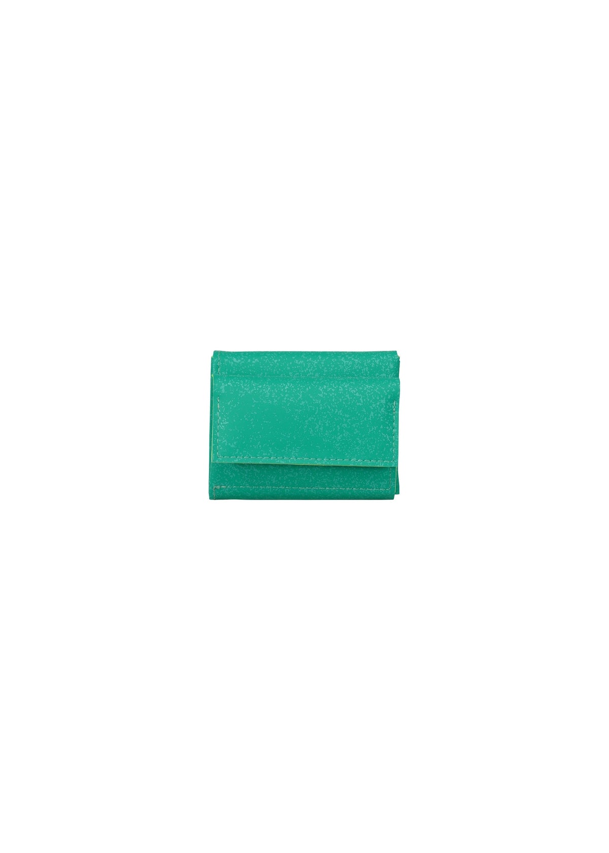 The PACKAGE by GOOD GOODS ISSEY MIYAKE is a small green rectangular tri-fold mini wallet with a simple design, shown on a plain white background—ideal as a stylish and practical gift. view 8 of 11