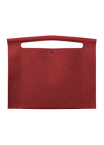 The KURURI by GOOD GOODS ISSEY MIYAKE is a deep red, flat rectangular felt bag with a sturdy top handle cutout, center snap button closure, and a minimalist modern design. - RED （no.24）