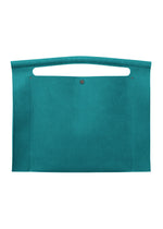 The KURURI by GOOD GOODS ISSEY MIYAKE is a large teal felt organizer with a strong handle cut-out, snap button closure, and a simple rectangular design. - EMERALD （no.61）