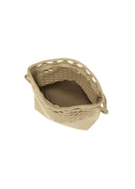 The MOKKO BASKET by GOOD GOODS ISSEY MIYAKE is a beige, rectangular, washable woven basket with handles on each short side and an open-weave upper edge, shown empty against a plain white background.