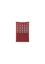 The MOKKO BASKET by GOOD GOODS ISSEY MIYAKE is a maroon rectangular fabric with evenly spaced oval cutouts on the upper half, shown on a white background—ideal for crafting a chic knit pochette.