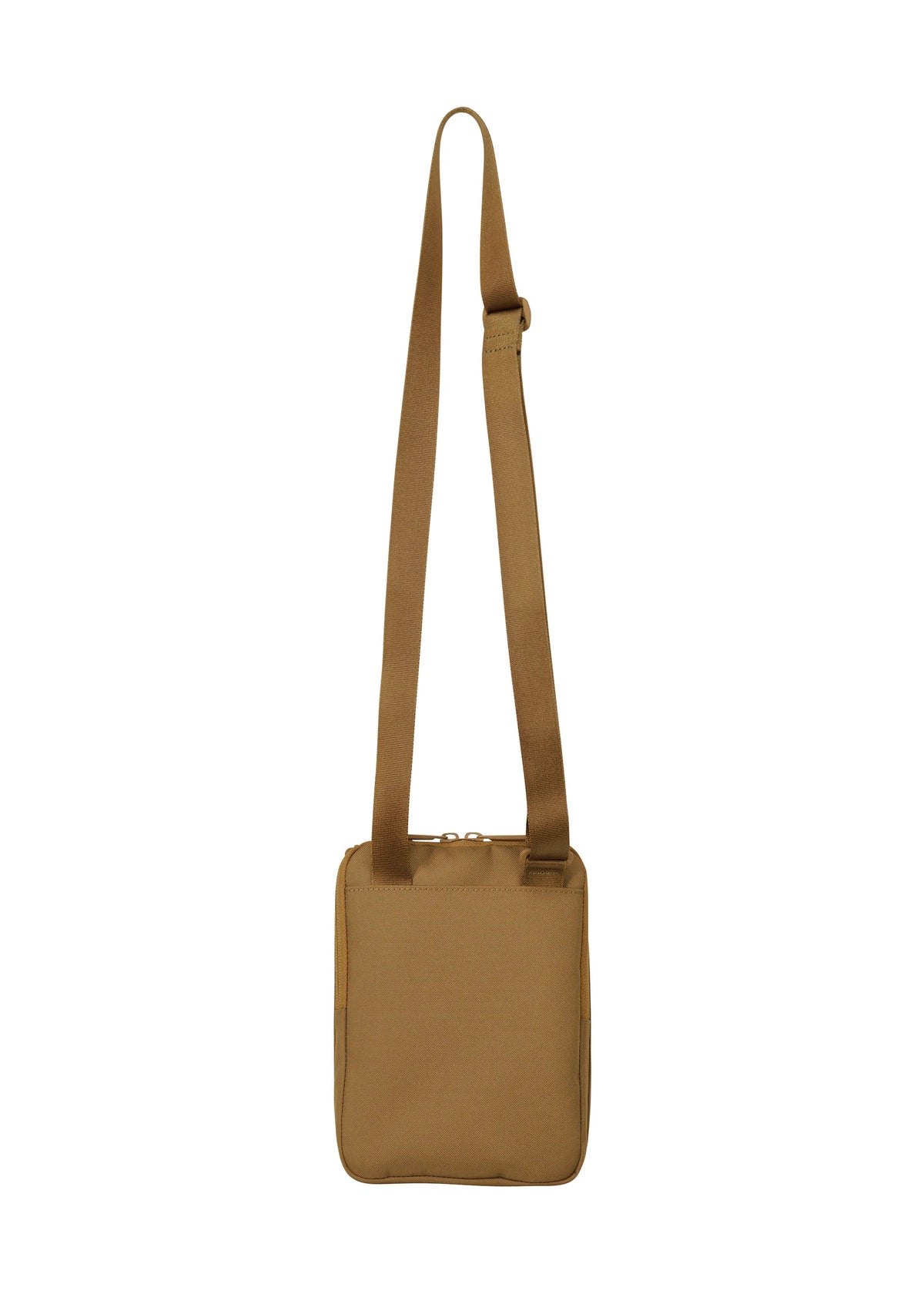 The JABARA by GOOD GOODS ISSEY MIYAKE is a tan, square-shaped pleated gusset bag with a wide adjustable strap, shown upright on a plain white background. view 6 of 9