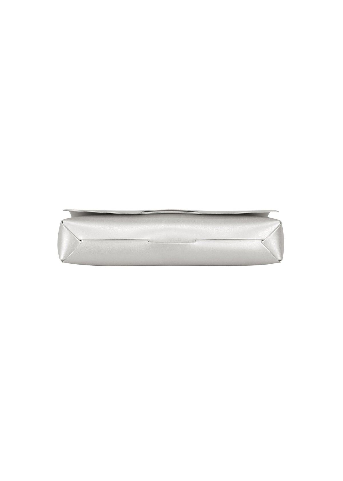 A silver rectangular metal object from GOOD GOODS ISSEY MIYAKE’s BOX collection is photographed from the side, showcasing its flat, smooth surface and slightly angled edges against a white background. view 5 of 8