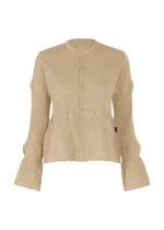 KYO CHIJIMI HORIZONTAL STRIPE, Women's Tops, Cardigan, Beige