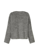 The SURI ALPACA by HaaT is a gray, long-sleeved faux fur jacket inspired by Peruvian Suri alpaca wool, with a straight hem and a clean back—no fastenings or decorations visible.