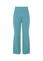 HaaT 3D△ KNIT: Light blue, high-waisted knit pants made from a soft wool-blend with an elastic waistband and straight legs, shown on a white background. - CYAN （no.73）
