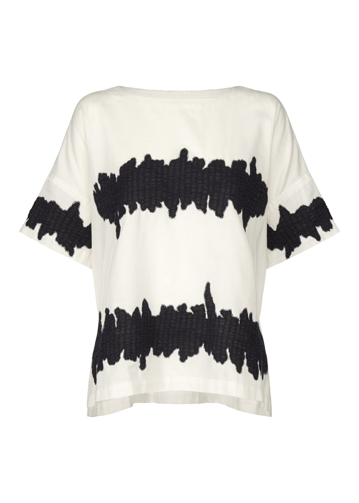 WAVY BORDER, Women's Tops, White