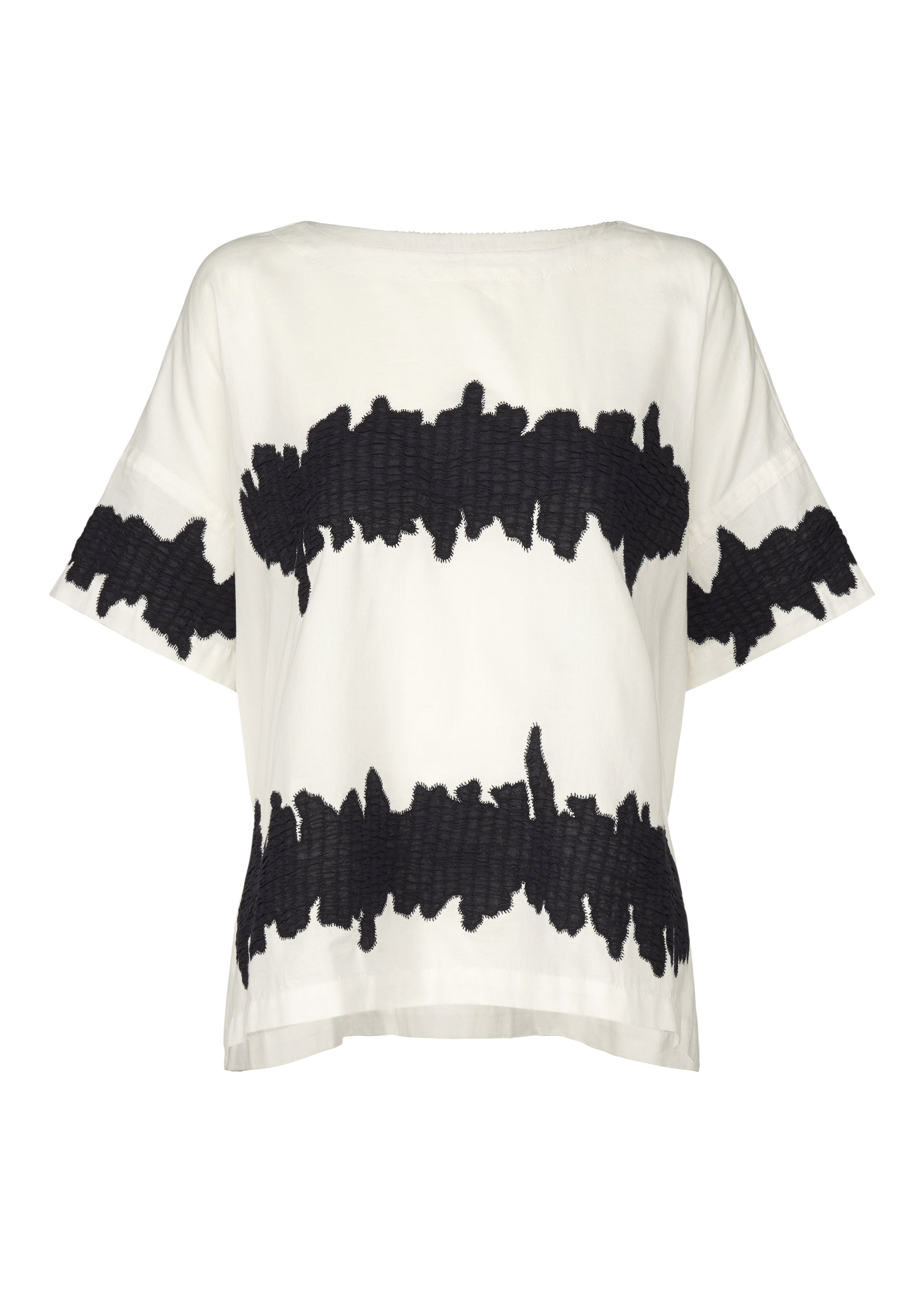 WAVY BORDER, Women's Tops, White