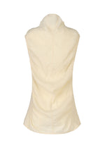 The TENMOKU COTTON by HaaT is a sleeveless light beige or cream top with a high collar and textured, garment-dyed fabric, displayed from the back against a white background.