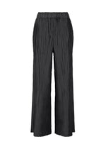 The SHIBARI BOTTOM by HaaT features black wide-leg pants with a crinkled, hand-folded texture, elastic waistband, and side pockets, shown against a plain white background. - BLACK （no.15）
