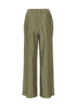 The HaaT SHIBARI BOTTOM features olive green, wide-leg pants with a crinkled Shibari finish and an elastic waistband, shown against a plain white background.