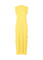 Sleeveless yellow KYO CHIJIMI MAY dress by HaaT, ankle-length with a high neckline and straight, relaxed fit, crafted from ultra-fine cotton for a light texture. Shown on a white background. - YELLOW （no.52）