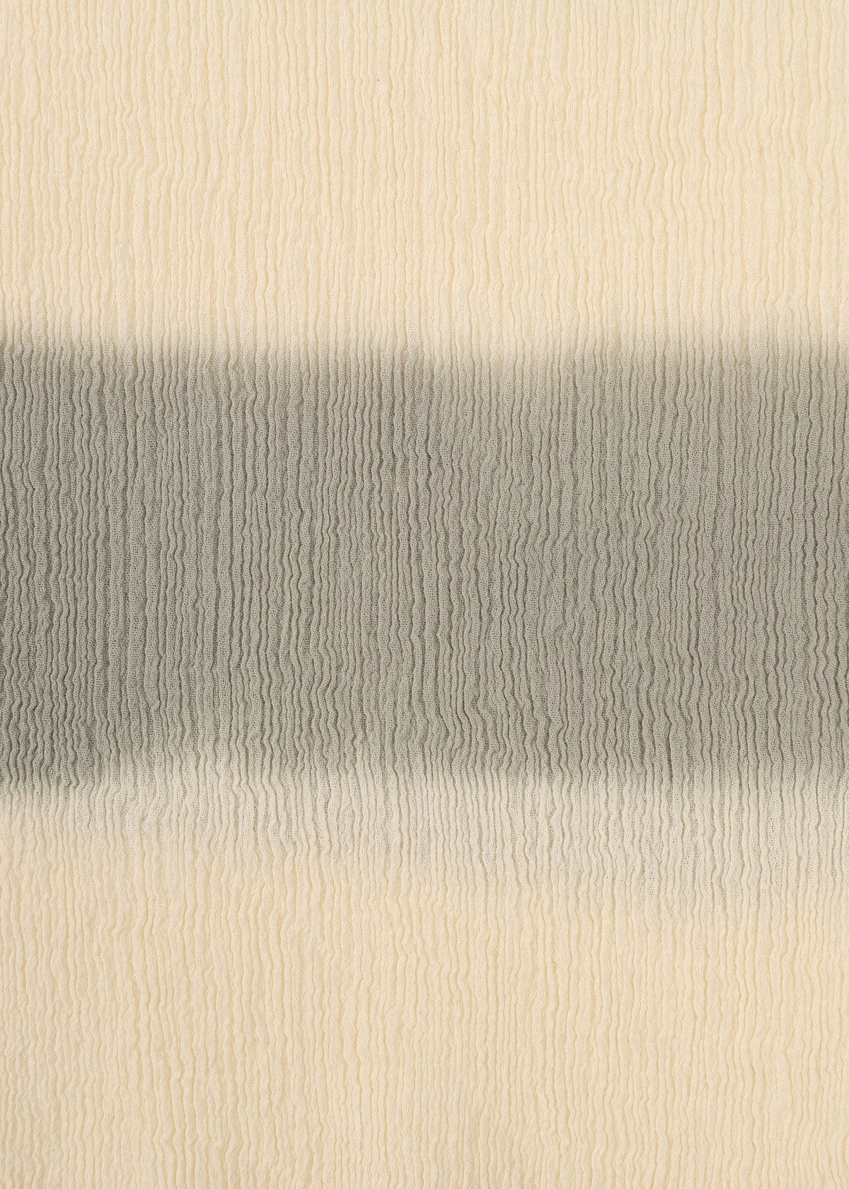 The HaaT KYO CHIJIMI ITAJIME features a textured beige surface with a wide horizontal gray stripe. Wavy ridges evoke the organic look of traditional Itajime dyeing techniques. view 5 of 8