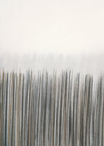 SAZANAMI by HaaT features abstract vertical brushstrokes in gray, black, and brown fading into off-white, evoking Kyoto artisan artistry and the feel of hand-painted designs on organic cotton.