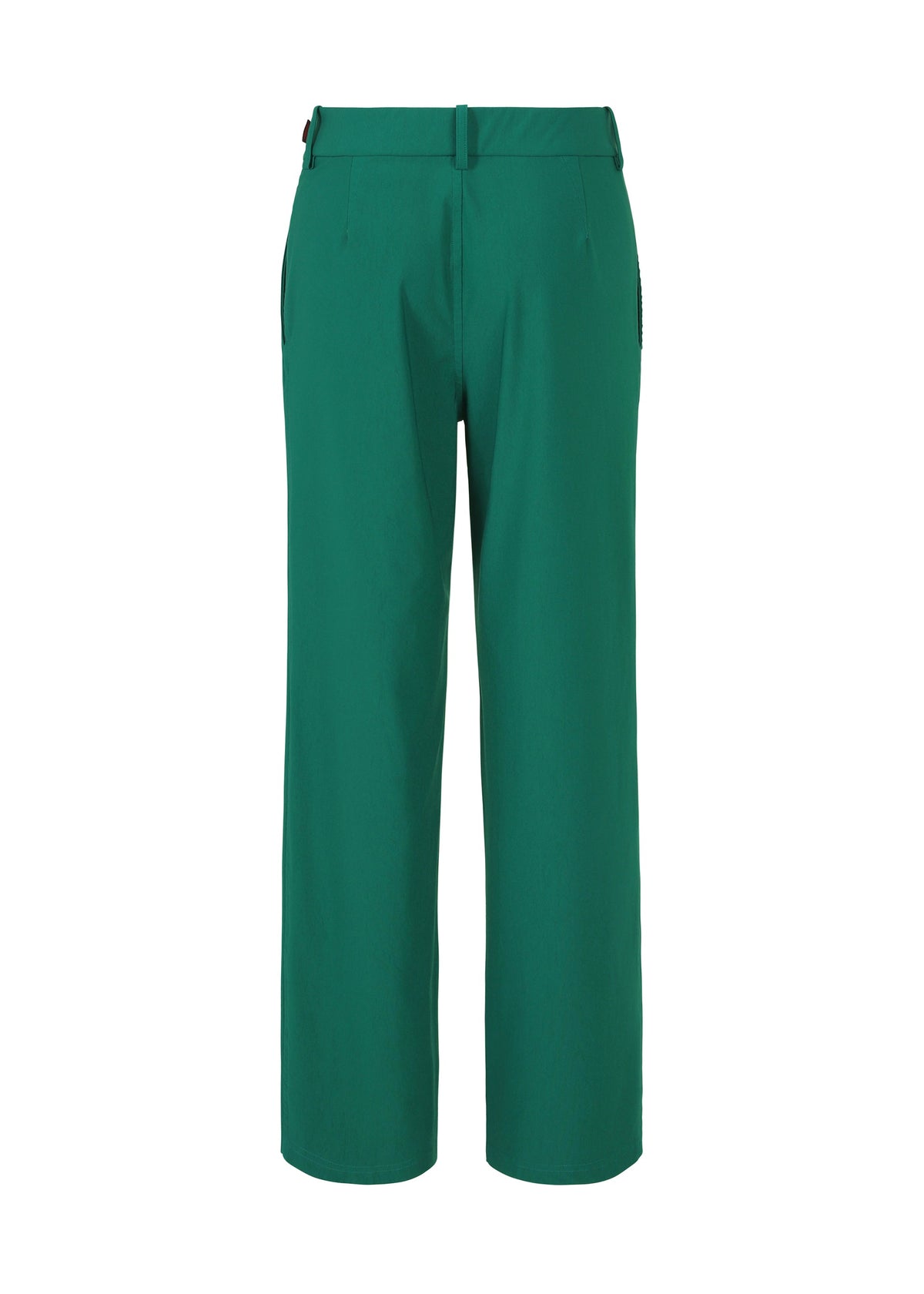 The HaaT NYLON STRETCH BOTTOM features bright green straight-leg nylon pants with belt loops, side pockets, and a clean front, shown against a plain white background. view 4 of 8