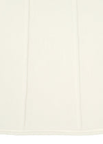 A close-up of HaaT's RADIAL LINE KNIT top in off-white, featuring subtle vertical seams and a soft texture with gentle shadows along the stitching.