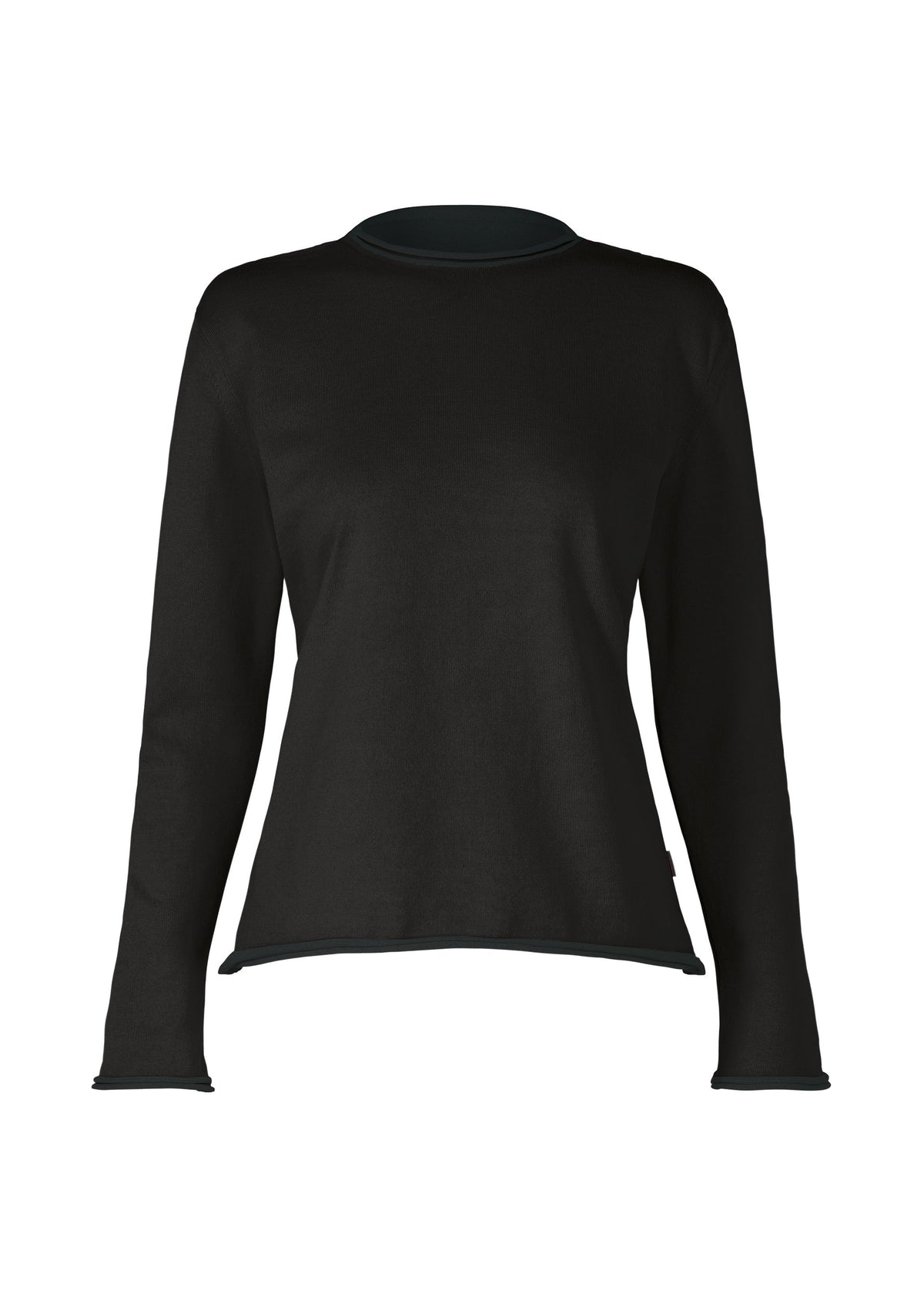 The HaaT PLATED LINES shirt is a plain black long-sleeve crew neck made from organic cotton, shown from the front on a white background with no visible logos or patterns. view 2 of 8