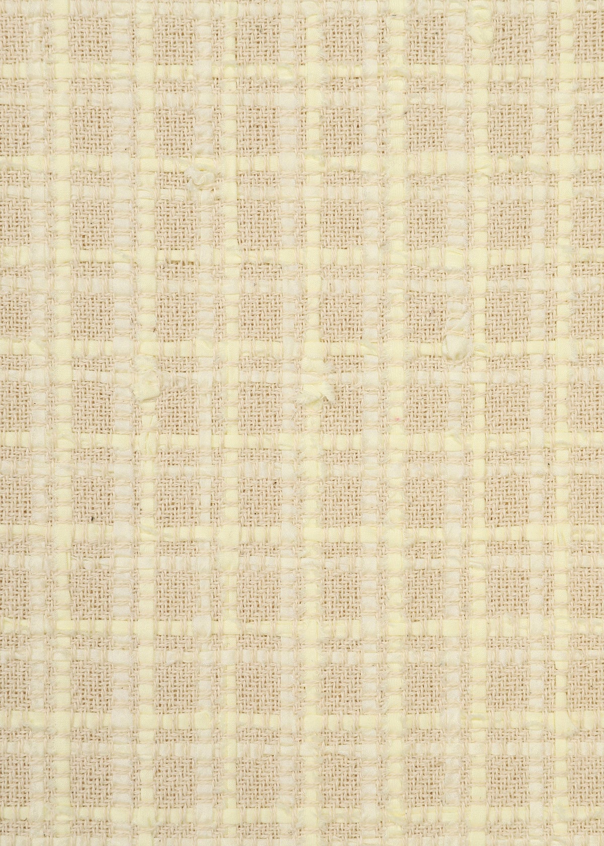 Zoomed view Close-up of SAKIORI by HaaT, a beige woven fabric with a subtle checkered pattern and textured grid design, perfect for sarouel pants.