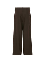 FLANNEL BOTTOM by HaaT features wide-leg, high-waisted brown flannel with a cropped length, belt loops, and a clean back—no pockets or embellishments. Shown from the back against a white background.