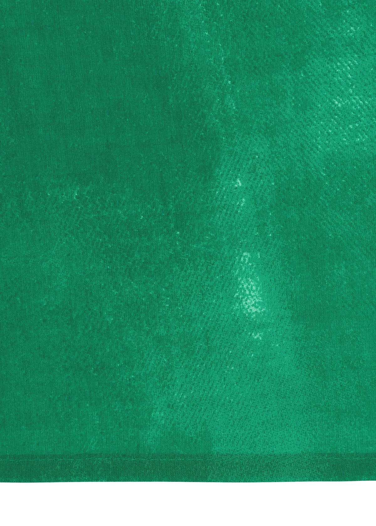 A close-up of WALL WHITE HEM by HaaT reveals green textured fabric with a distinct border and varied green shades, evoking Kyoto dyeing techniques. view 5 of 8