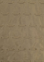 HOLE & LINE by HaaT is crafted from brown cupra-blend fabric with a subtle striped texture, featuring evenly spaced horizontal rows of oval-shaped stitched holes that create an elegant eyelet embroidery effect.