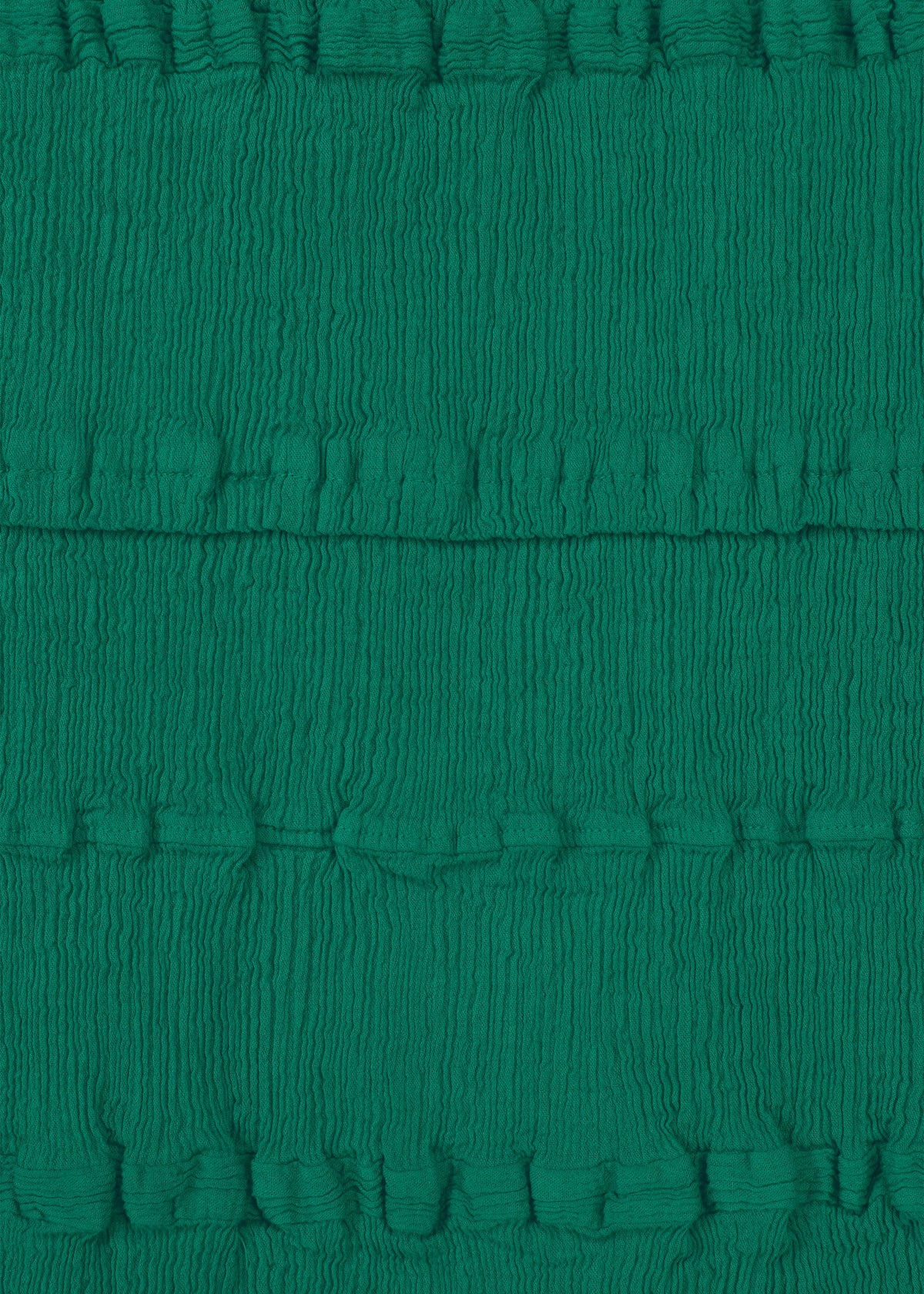 HaaT’s KYO CHIJIMI TSUCHIKABE features green fabric with horizontal, gathered pleats and a crepe-like texture, marked by evenly spaced ridges—ideal for apron-style tops. view 6 of 10