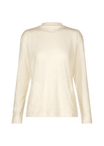 The HaaT W/P WASHER is a long-sleeved, off-white round-neck top crafted from polyester wool jersey with a slightly wrinkled finish, displayed on a plain white background. - WHITE （no.01）