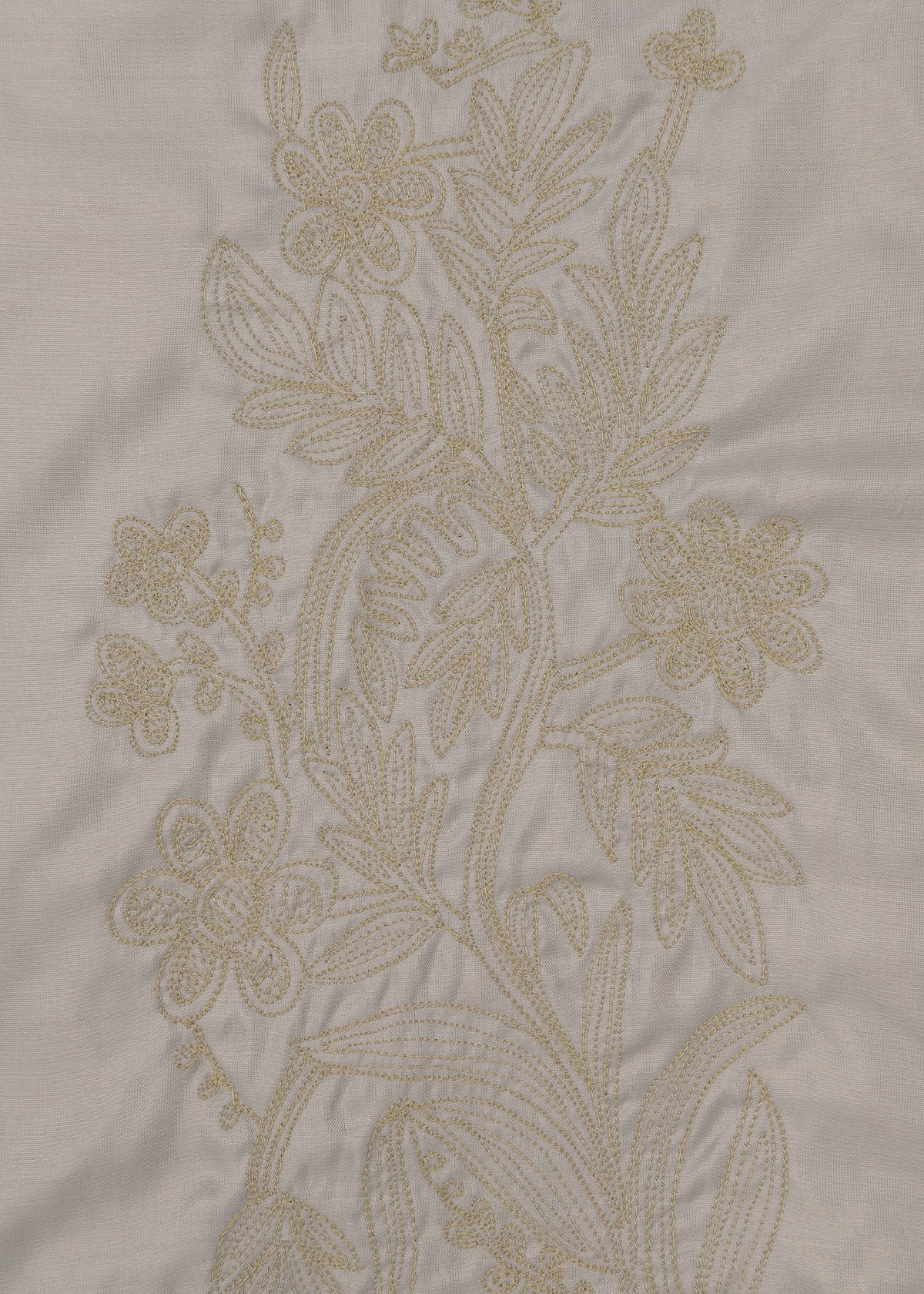 DELICATE FLORAL BHILL by HaaT features beige floral embroidery on light fabric, with intricately stitched flowers, leaves, and stems in a vertical botanical pattern. view 6 of 9