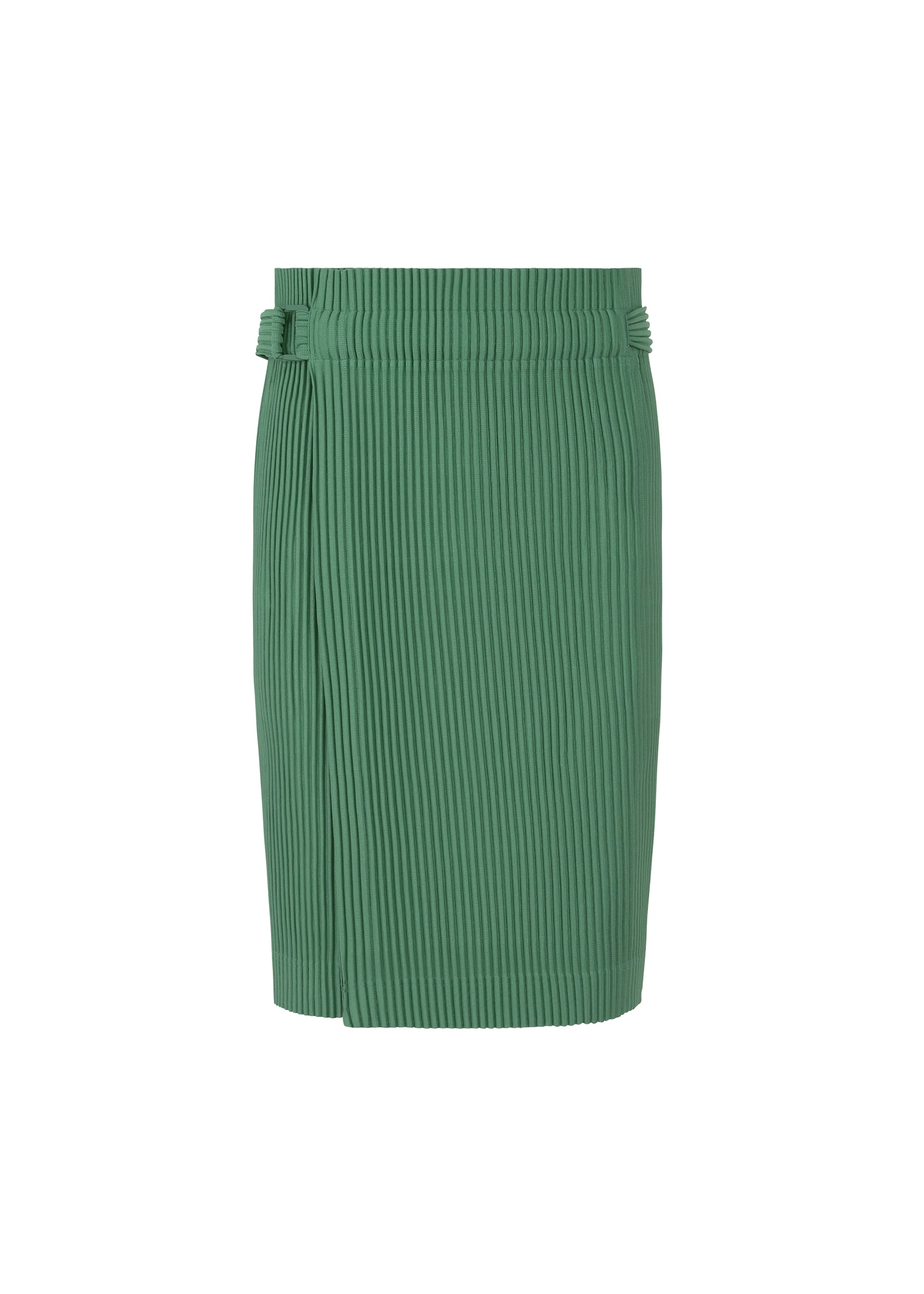 Green pleated wrap skirt hotsell