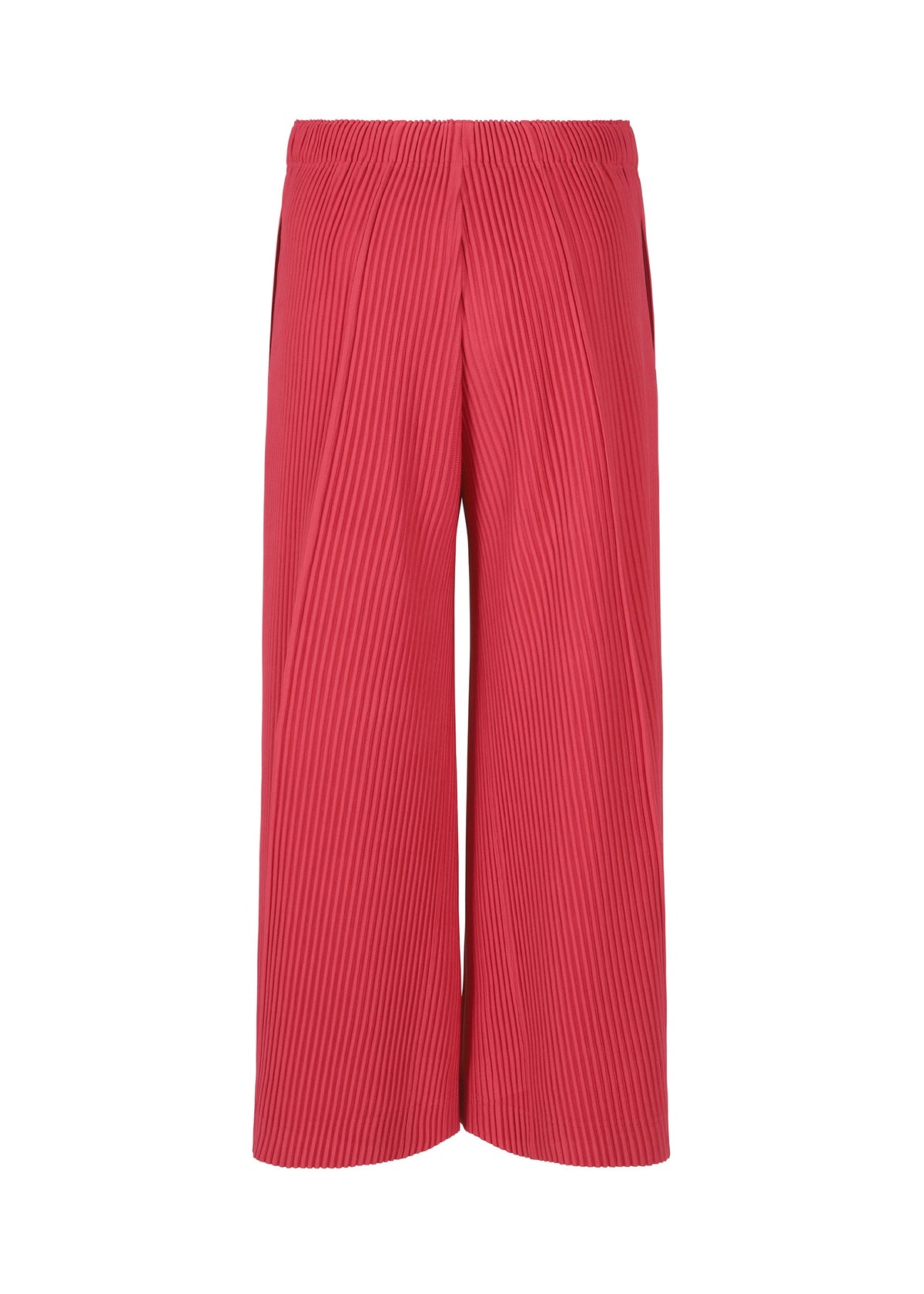 HOMME PLISSÉ ISSEY MIYAKE PLEATS BOTTOMS 2: Wide-leg pink pleated pants with an elastic waistband and drawcord, shown on a white background. view 2 of 3