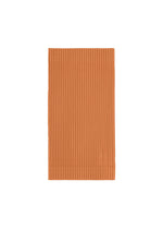 The PLEATS BAND by HOMME PLISSÉ ISSEY MIYAKE is a rectangular rust-orange ribbed cummerbund, shown flat on a white background—ideal for adding a stylish accent to layered outfits. - MANAROLA BRICK BROWN (no.47)