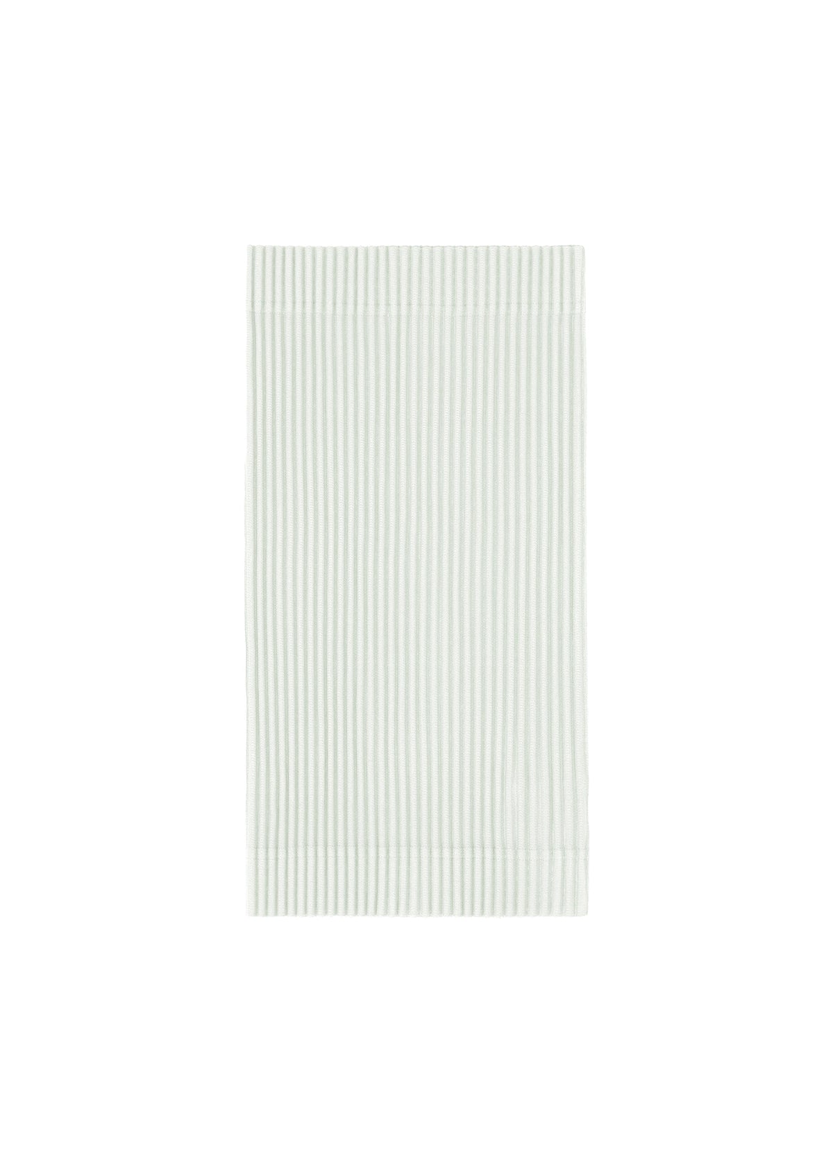 The PLEATS BAND from HOMME PLISSÉ ISSEY MIYAKE is a light-colored, rectangular cloth featuring vertical pinstripes, neatly folded and set against a white background. view 4 of 5