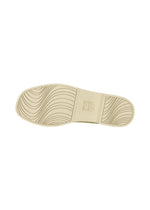 The image shows the bottom of a beige CIOCCOLATO shoe sole by HOMME PLISSÉ ISSEY MIYAKE, featuring wavy textured lines for grip, a chiseled toe shape, and the product name embossed in the center.