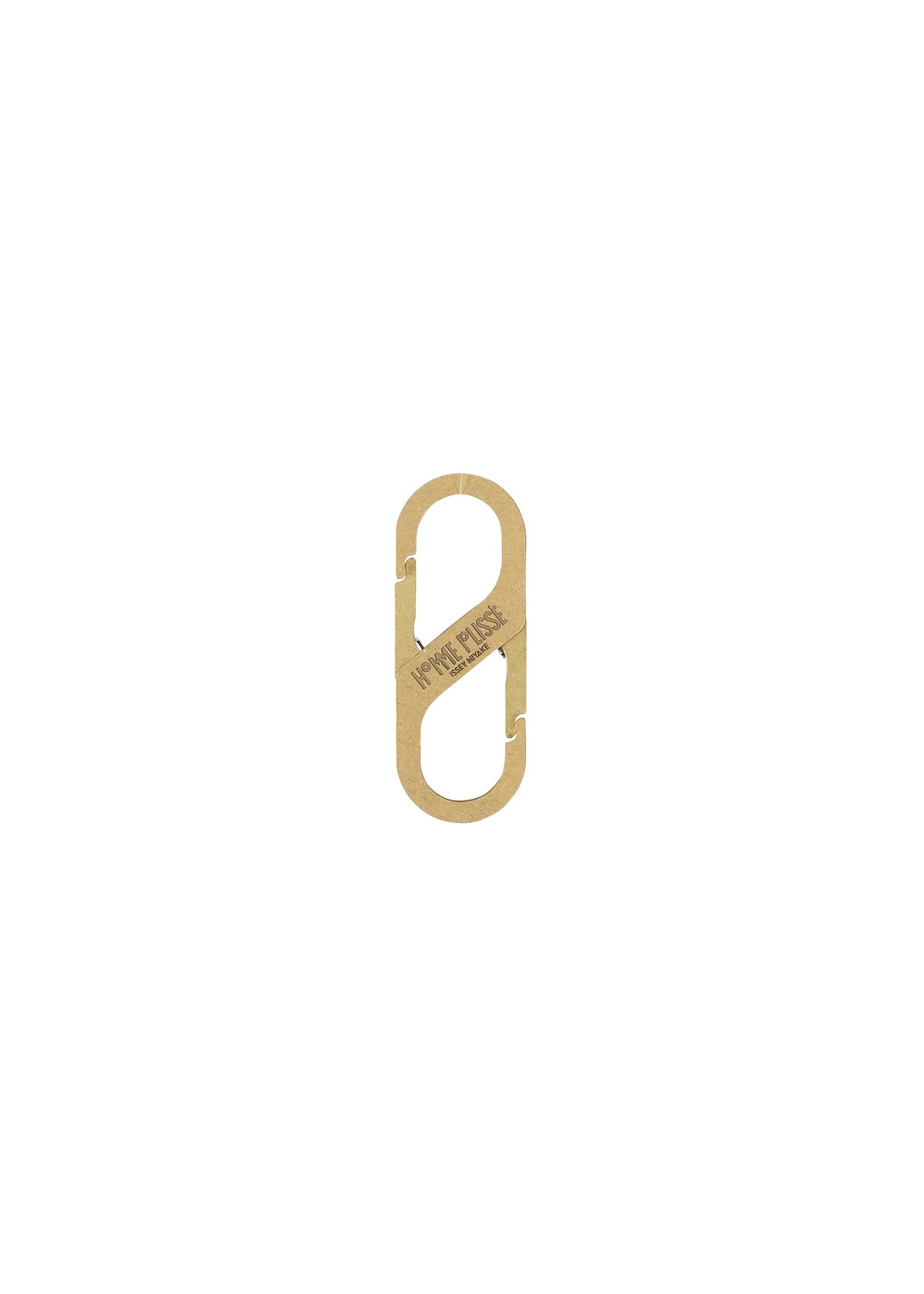 The CARABINER by HOMME PLISSÉ ISSEY MIYAKE is a brown cardboard bread bag clip marked "MORE PLEASE"—a quirky belt loop accessory that captures the playful brand spirit, styled here on a plain white background. view 3 of 5