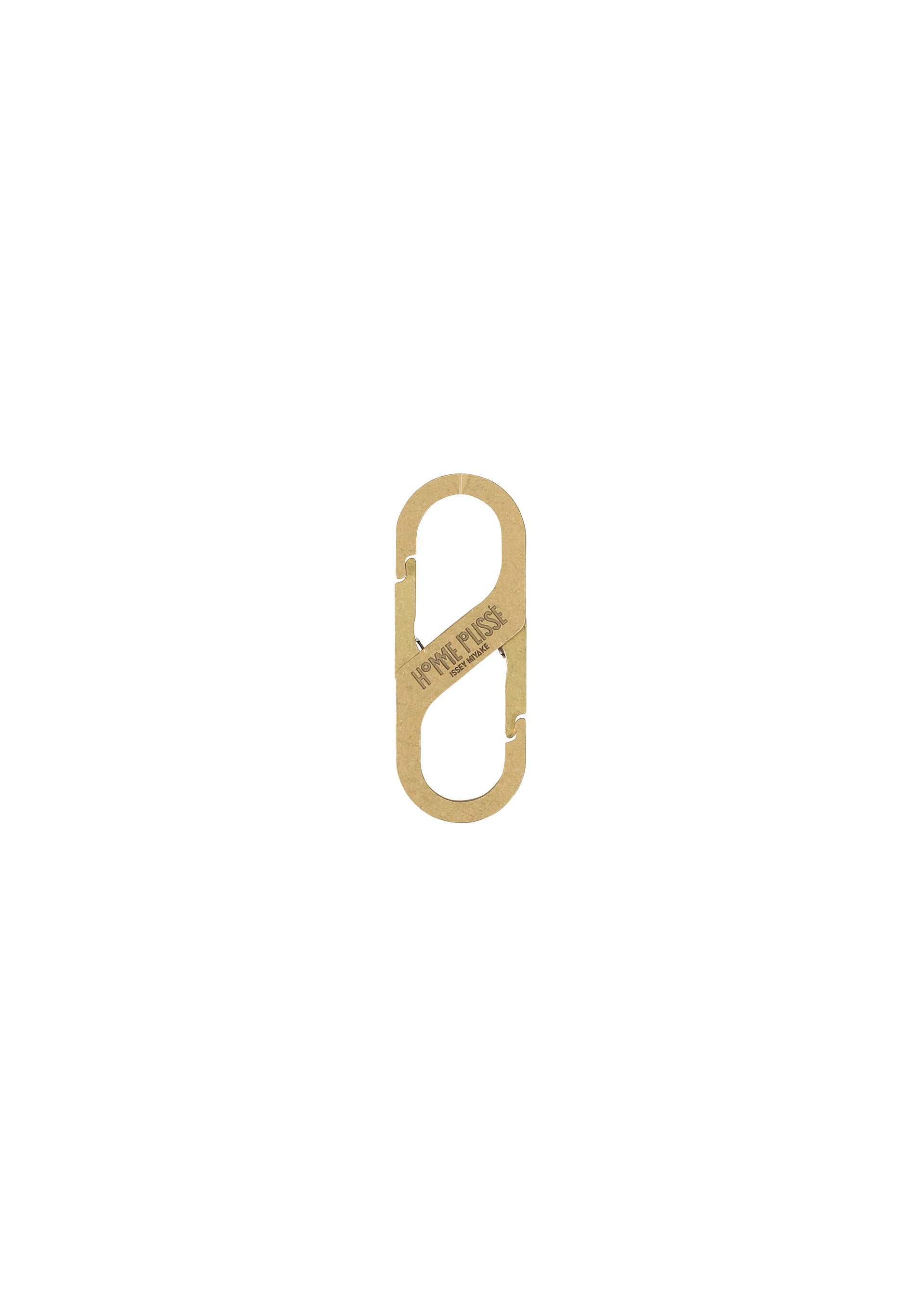 Zoomed view The CARABINER by HOMME PLISSÉ ISSEY MIYAKE is a brown cardboard bread bag clip marked "MORE PLEASE"—a quirky belt loop accessory that captures the playful brand spirit, styled here on a plain white background. - GOLD （no.92）