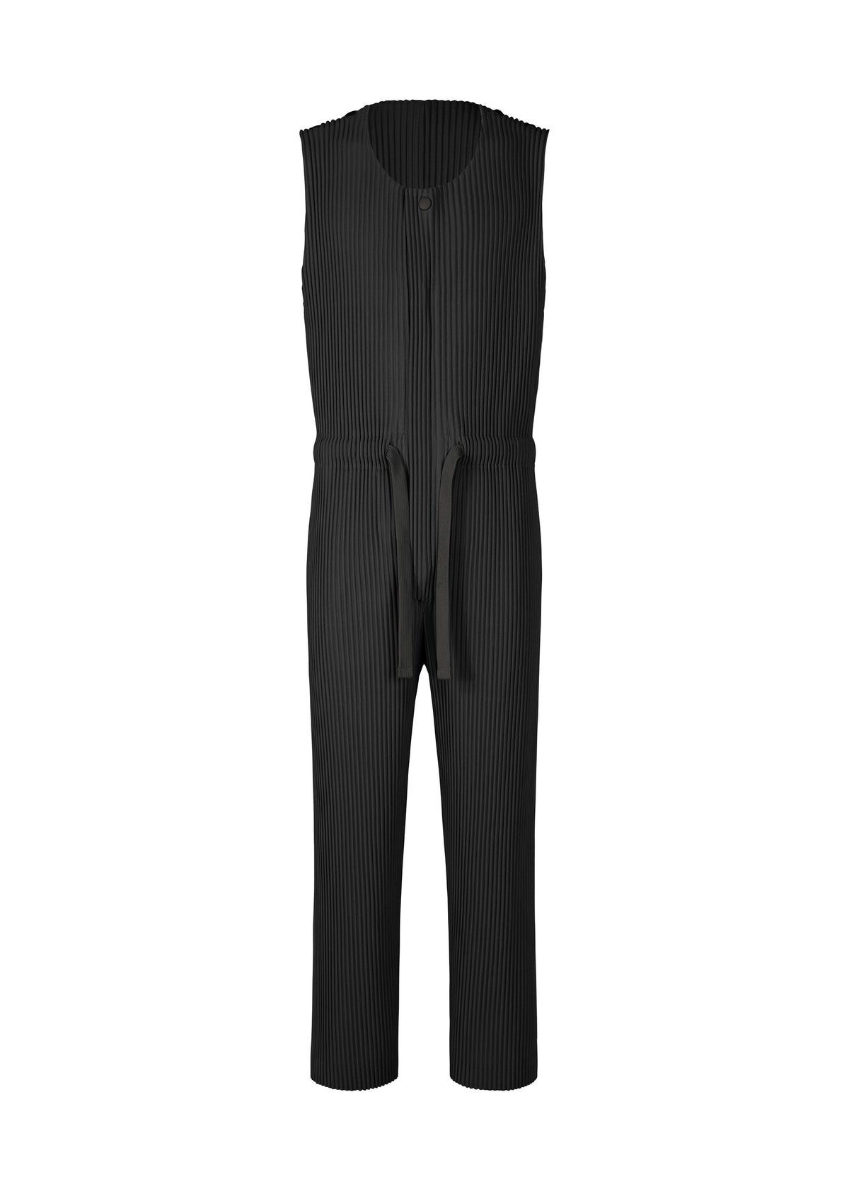 The HOMME PLISSÉ ISSEY MIYAKE PLEATS BOTTOMS 2 features vertical pleats, straight ankle-length legs, practical pockets, and a matching fabric belt for a sleek, functional look. view 1 of 7