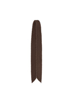 Centered on a white background, the PLEATS STOLE by HOMME PLISSÉ ISSEY MIYAKE features a single brown feather with a textured, striped pattern—making it an ideal and unique accent for your bag or a striking neck accessory. - BROWN （no.44）