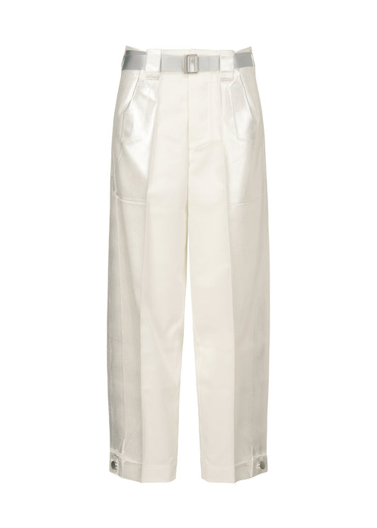 TUCKED FOIL, Women_Pants, White