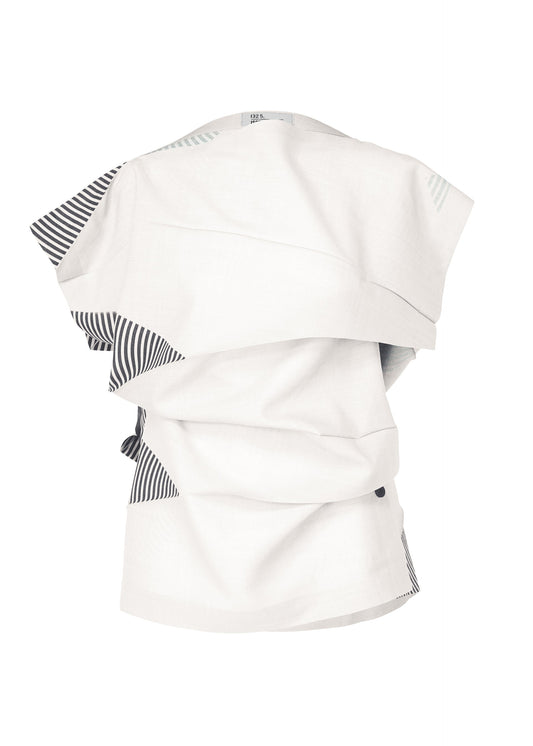 FOLD RAMIE PRINT, Women's Tops, White