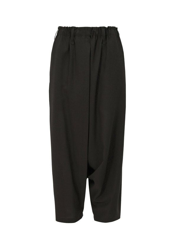 SEAMLESS BOTTOMS by 132 5. ISSEY MIYAKE: loose-fitting black sarouel pants with a relaxed silhouette, elastic waistband, and drop-crotch design, shown against a plain white background. view 2 of 12