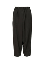 SEAMLESS BOTTOMS by 132 5. ISSEY MIYAKE: loose-fitting black sarouel pants with a relaxed silhouette, elastic waistband, and drop-crotch design, shown against a plain white background. - Gray (no. 13)