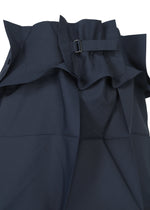 Navy blue NO.6 SOLID skirt by 132 5. ISSEY MIYAKE features ruffled edges, a small black buckle, gathered high waist, and structured fabric with visible folds for a three-dimensional look.