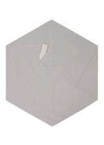 The NO.17 PRINT by 132 5. ISSEY MIYAKE is a light gray, hexagon-shaped origami paper with visible folds and layers, forming geometric patterns on a white background and echoing the No. 17 folding structure.