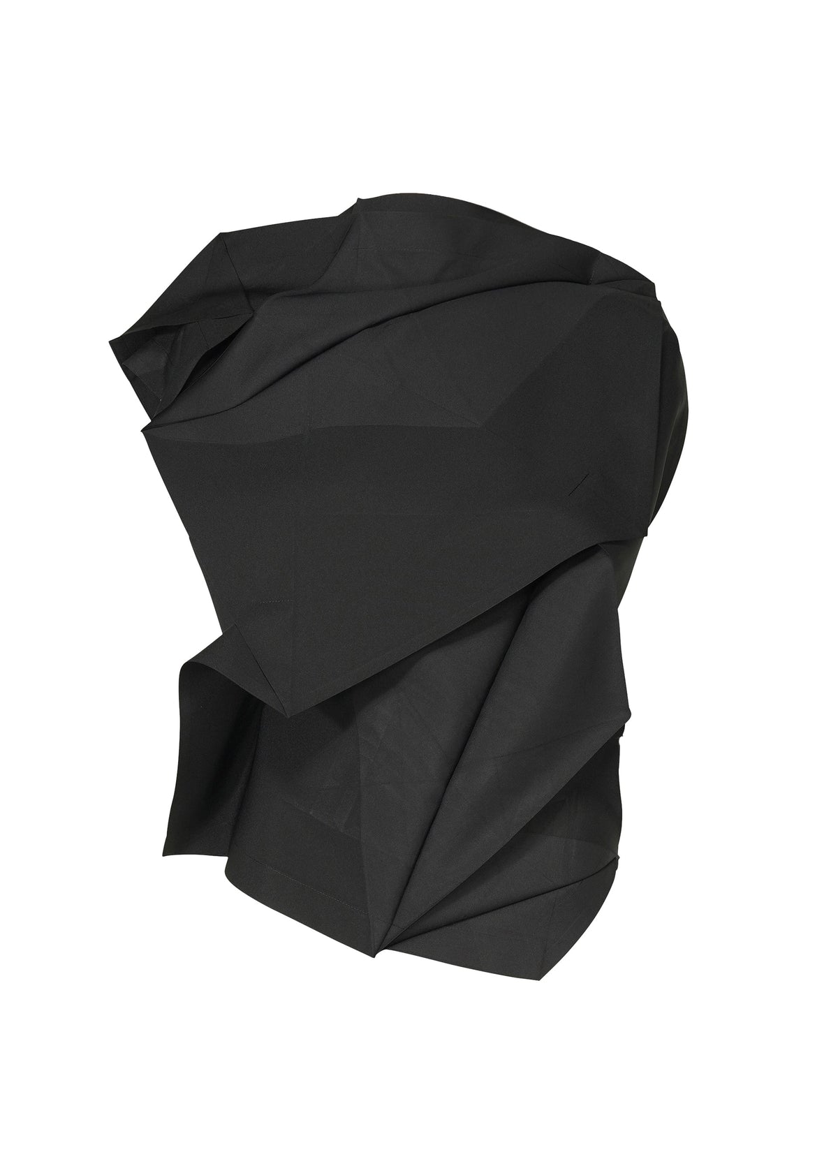 The NO.17 PRINT by 132 5. ISSEY MIYAKE features sharp, angular folds and geometric black shapes reminiscent of abstract origami or draped fabric, set against a plain white background. view 2 of 9