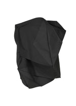 NO.17 PRINT by 132 5. ISSEY MIYAKE features a black, geometric abstract sculpture with sharp, angular folds and edges, reminiscent of a folding structure, set against a plain white background.