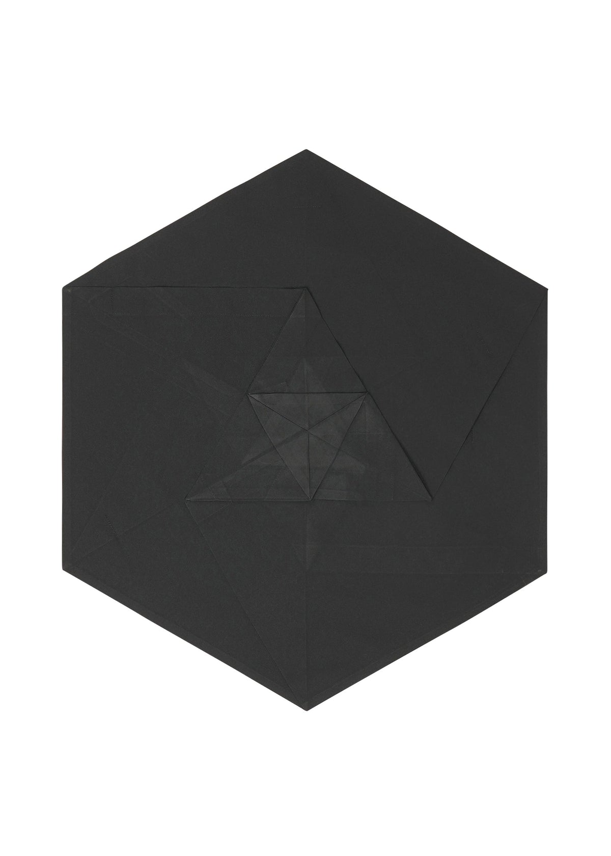 NO.17 PRINT by 132 5. ISSEY MIYAKE features flat black origami paper folded into a hexagon, with crisp crease lines creating geometric patterns—an inspiring element for wearable design. view 4 of 9