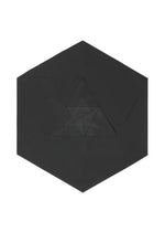 NO.17 PRINT by 132 5. ISSEY MIYAKE features flat black origami paper folded into a hexagon, with crisp crease lines creating geometric patterns—an inspiring element for wearable design.