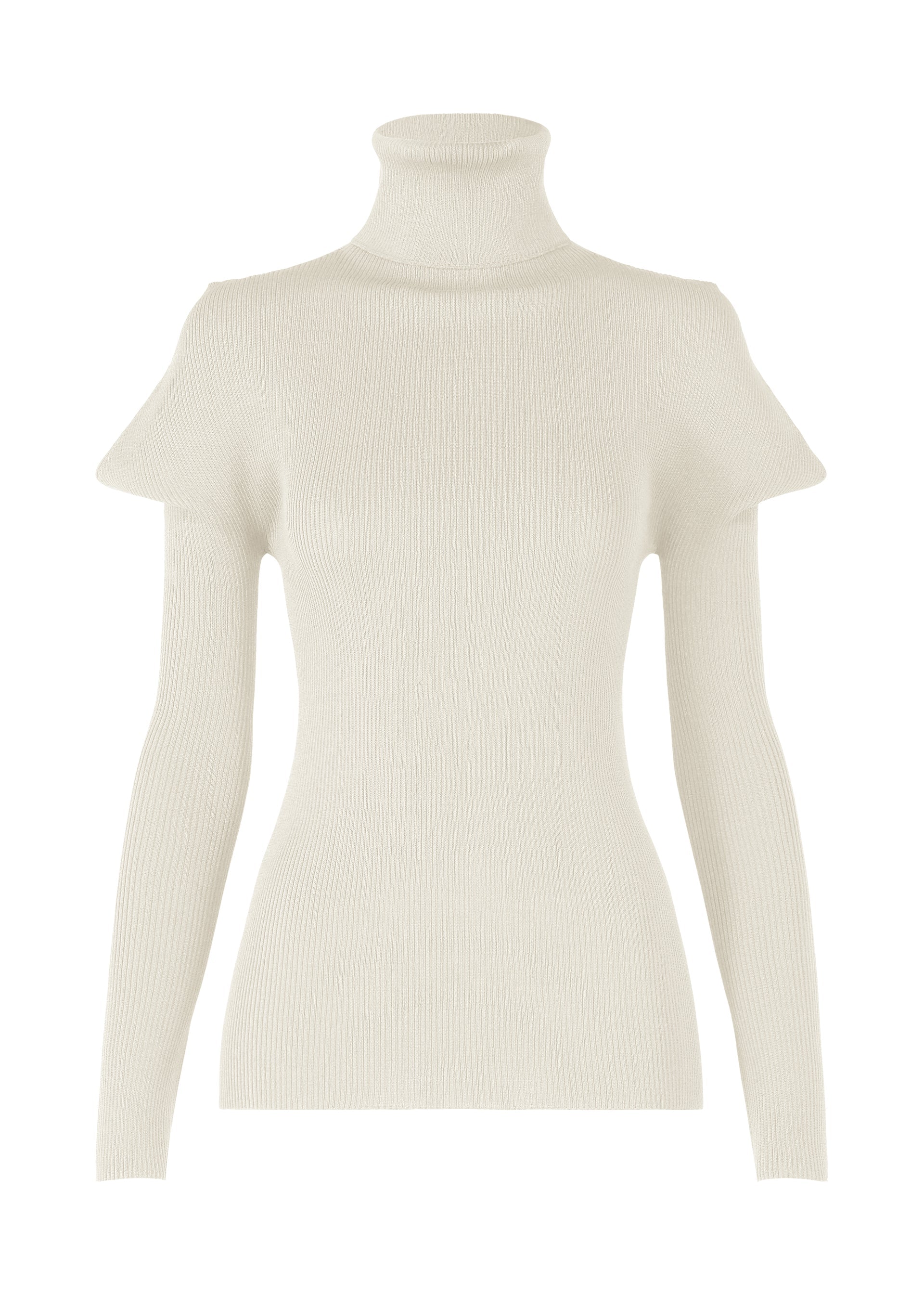 Zoomed view FLAT RIB KNIT 1, Women's Tops, White - SILVER WHITE （no.07）