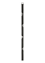 The F-BE by 132 5. ISSEY MIYAKE is a long, black reversible belt with a rectangular buckle and four silver triangular foil-pressed accents for unique style.